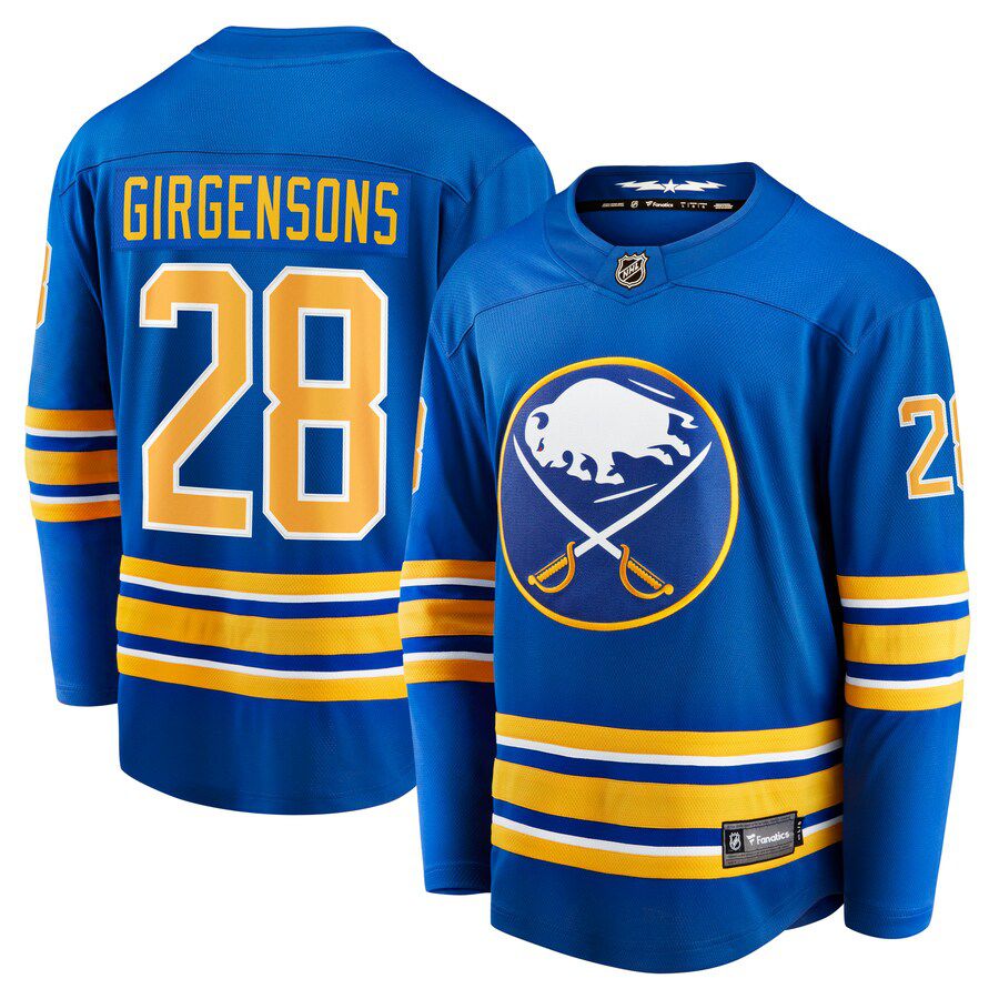 Men Buffalo Sabres #28 Zemgus Girgensons Fanatics Branded Royal Home Breakaway Player NHL Jersey->buffalo sabres->NHL Jersey